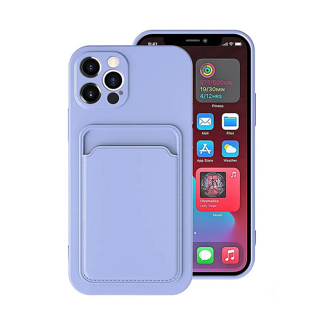(IPH154M) Silicone Colour Card Pocket Case for iPhone 15 Plus