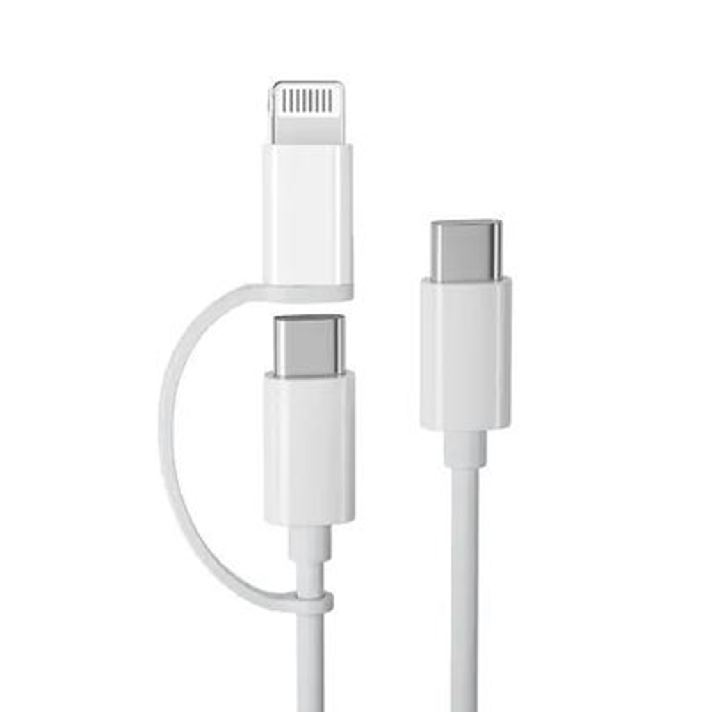 (USB5060) 60Watt PD, BRAIDED,  2 in 1 Cable USB C to C and Lightning