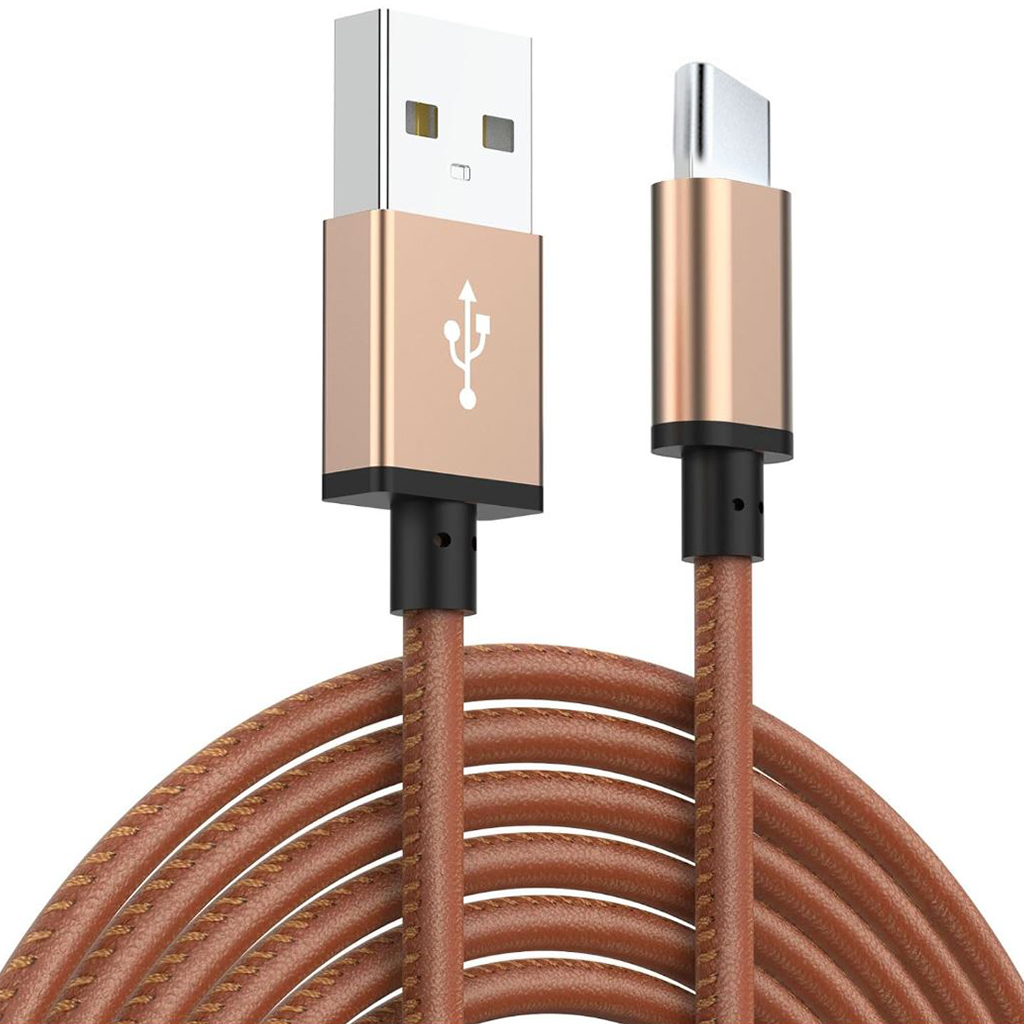 (USBC303) (2M) Colorful USB to Type-C Leather Cable